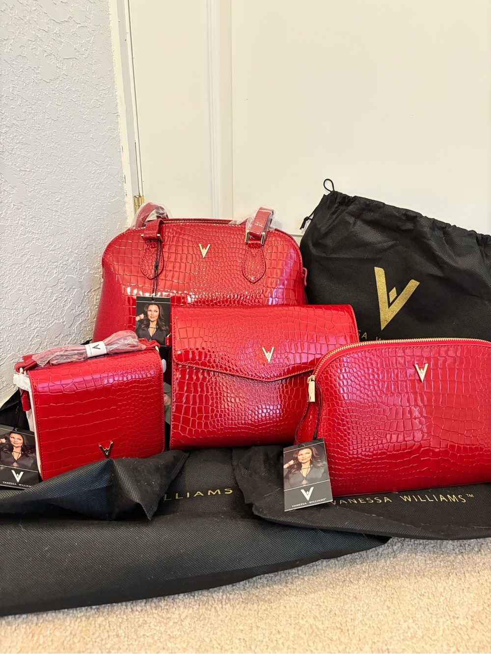 Vanessa Williams Red Croc-Embossed Women’s Bag Collection
